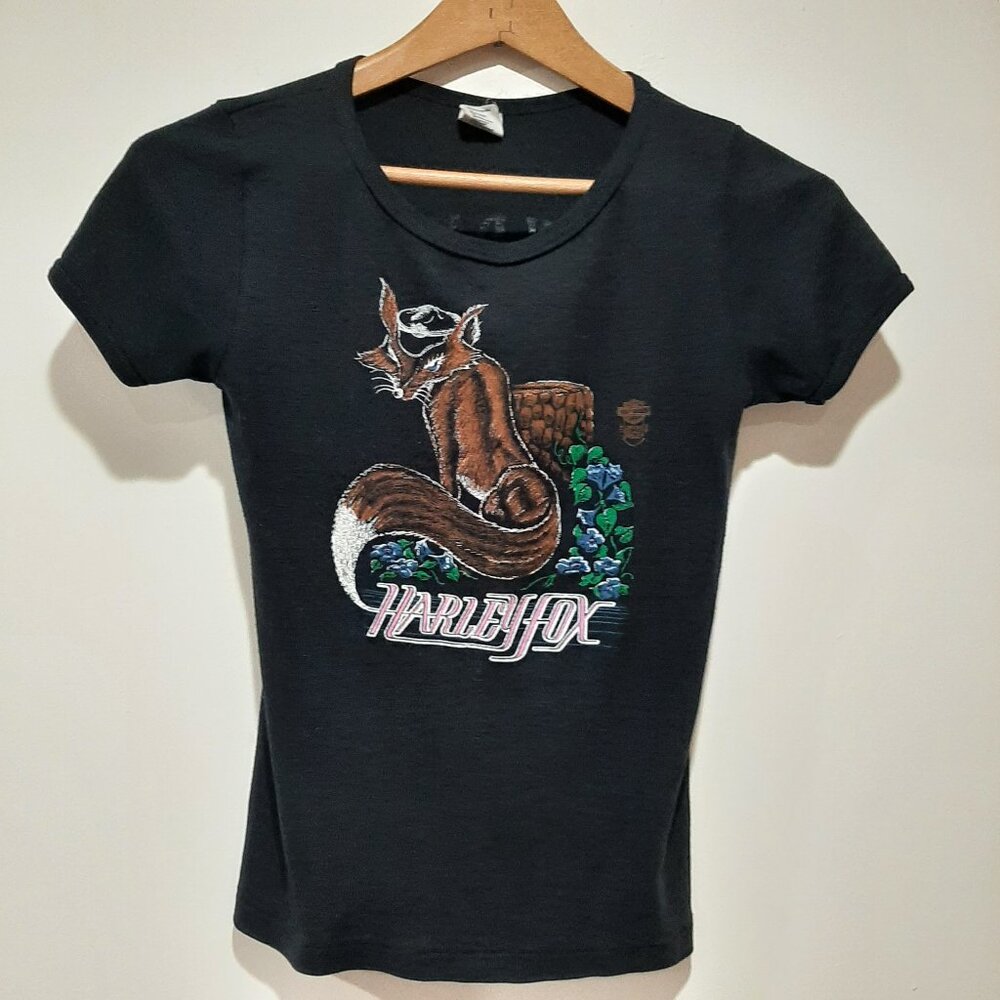 Rare collectors Harley Davidson vintage usa made combed cotton grunge fox tee